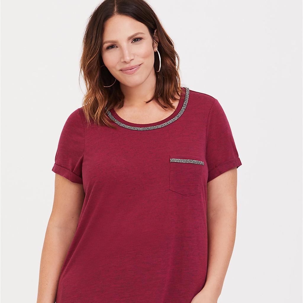 New Torrid Red Embellished Pocket Top